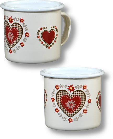 Emaille Tasse | Herz in rot